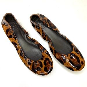 TORY BURCH Leopard Print Patent Leather Ballet Flat